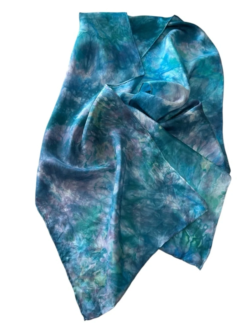 Silk Scarf Belt Boho Festival Coastal Cowgirl Waist Wrap Green Blue 57-1/2” L